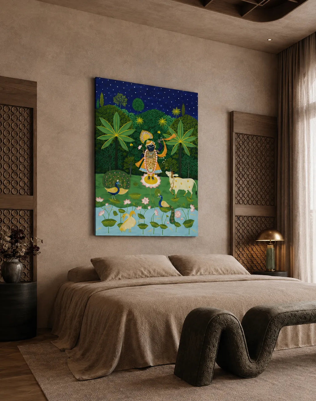 Traditional Indian Krishna Wall Art – 20 × 30 Inch