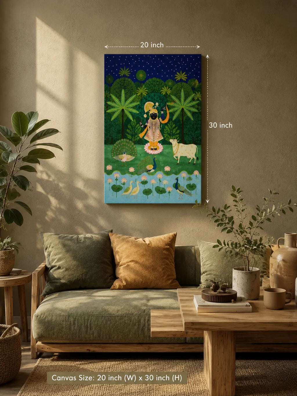 Traditional Indian Krishna Wall Art – 20 × 30 Inch
