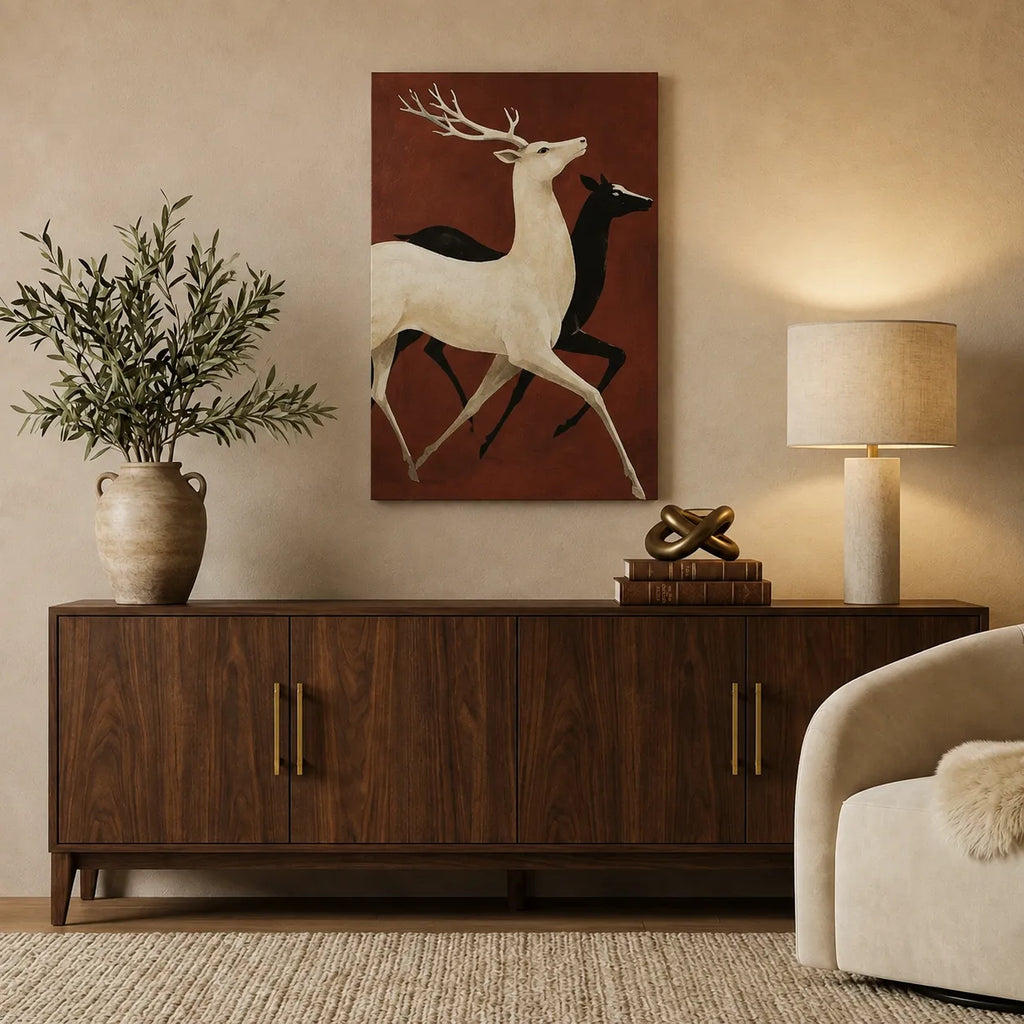 Running Deer Canvas Wall Art –  20 × 30 Inch