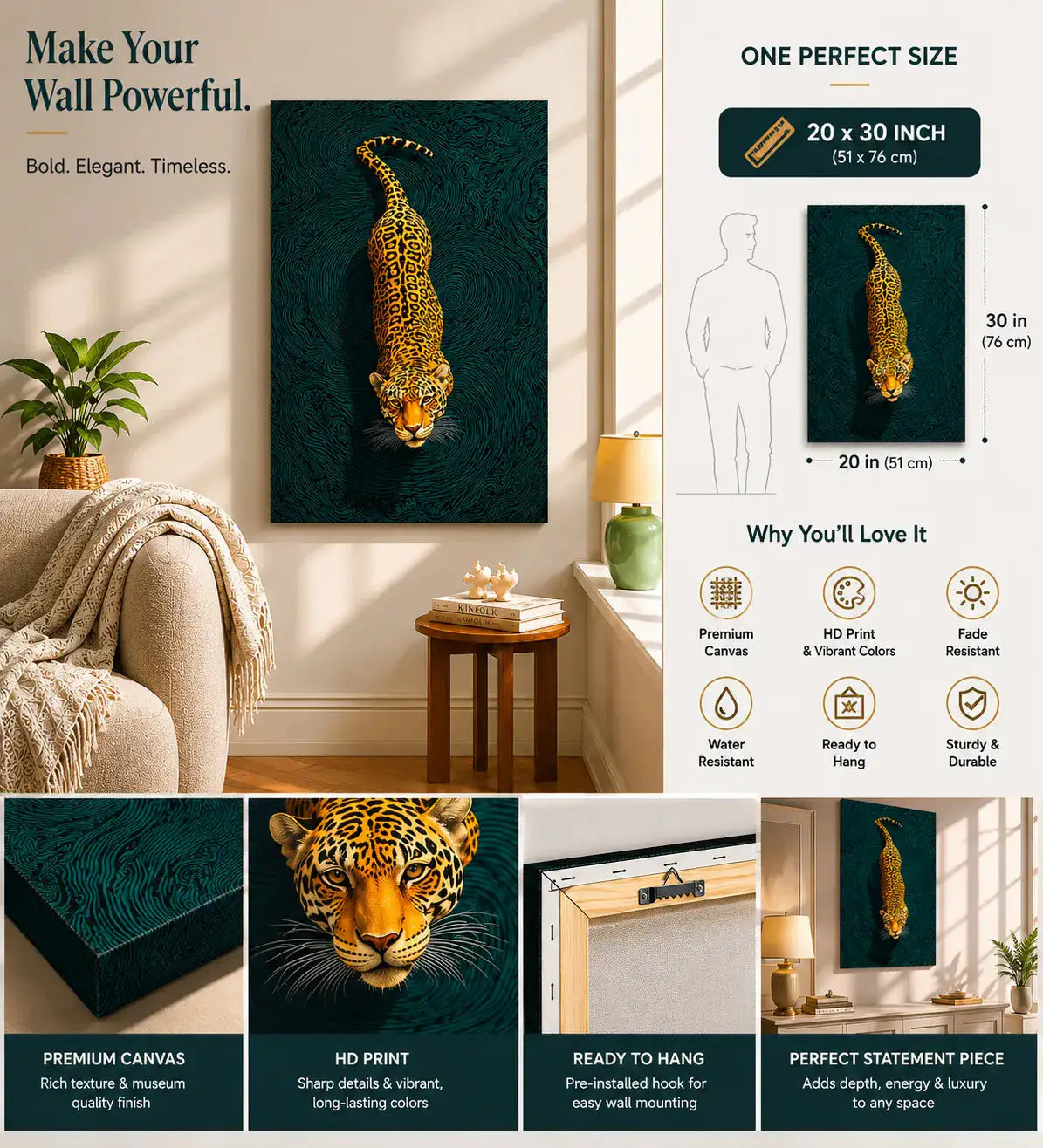 Majestic Leopard™ Canvas in Room Setting | Yomi Living