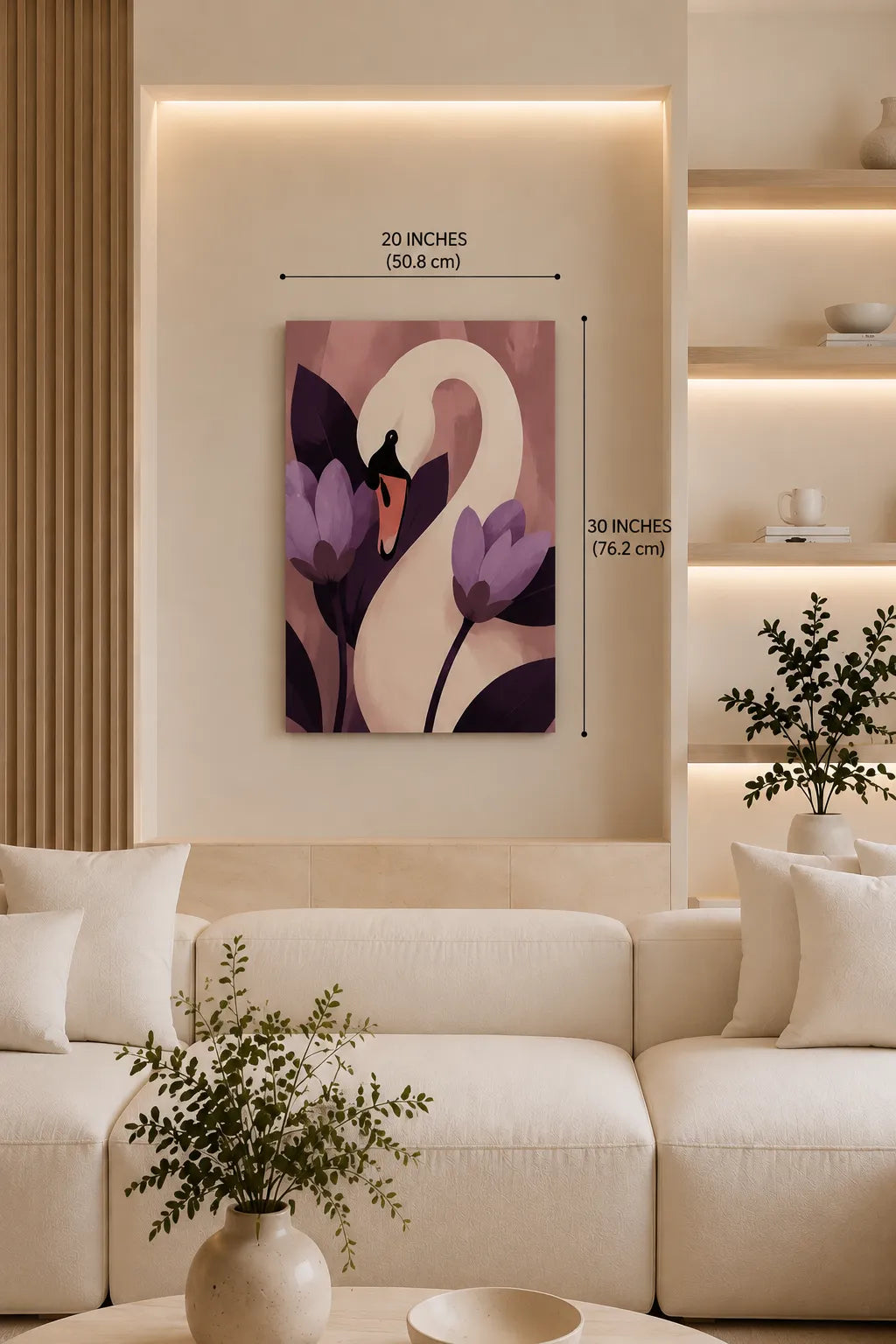 Blush Swan Canvas Wall Art – Premium 20x30 Inch Canvas Print