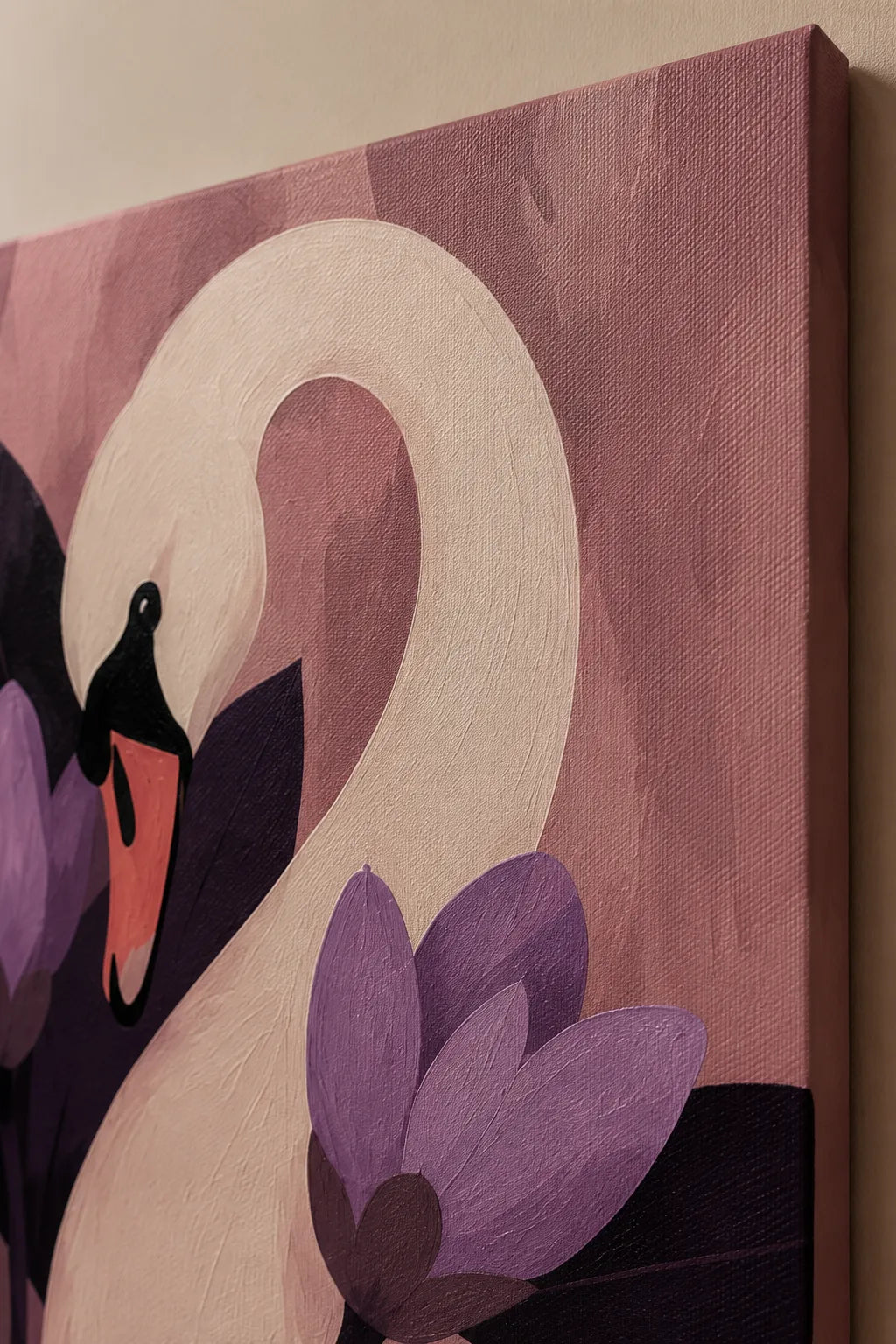 Blush Swan Canvas Wall Art – Premium 20x30 Inch Canvas Print