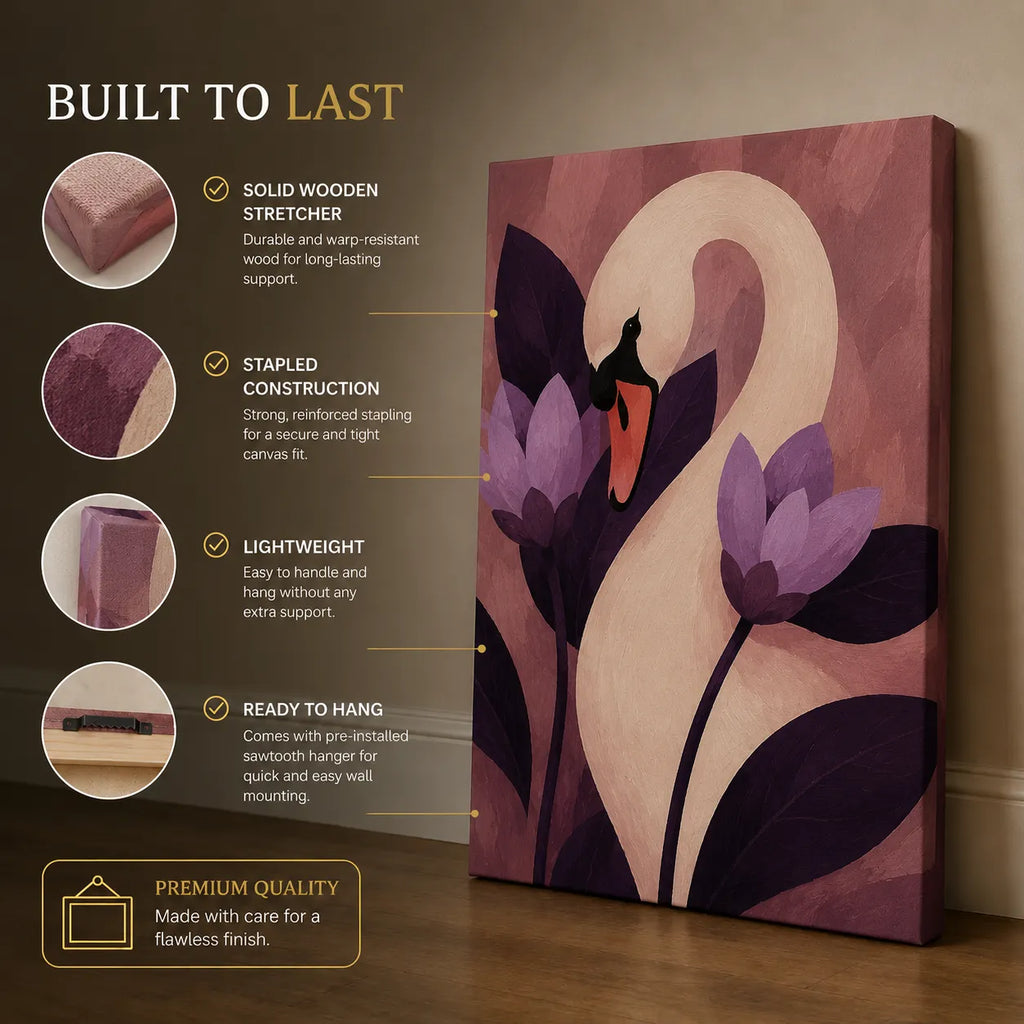 Blush Swan Canvas Wall Art – Premium 20x30 Inch Canvas Print
