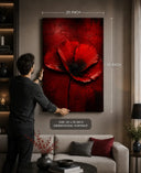 The Red Empress™ canvas wall art side profile showing 1.5 inch wooden frame depth – premium framed print Yomi Living