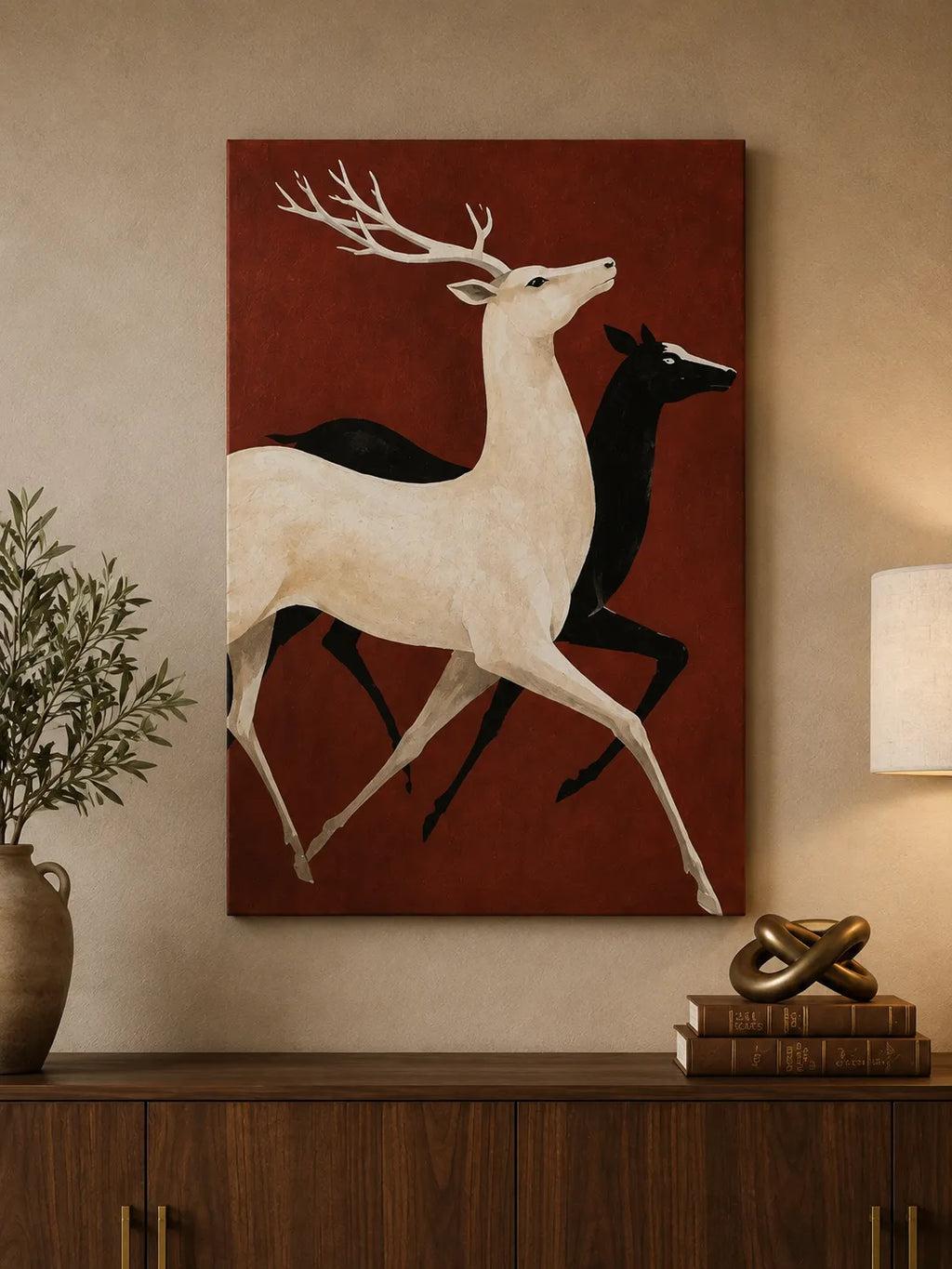 Running Deer Canvas Wall Art –  20 × 30 Inch