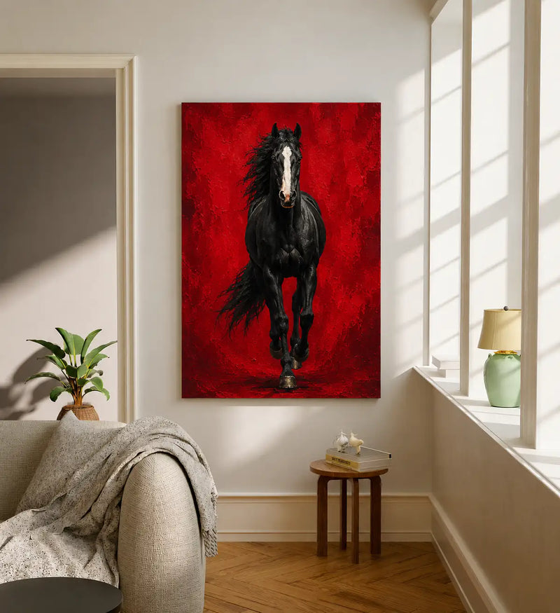 Scarlet - A horse in Red- 20 inch by 30 inch Canvas painting