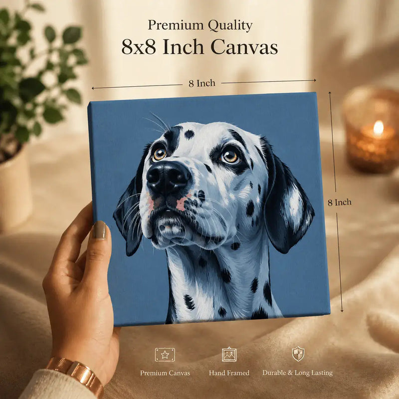 Dalmatian Dog Premium Canvas Wall Art | 8x8 Inch Cute Pet Painting Yomi Living