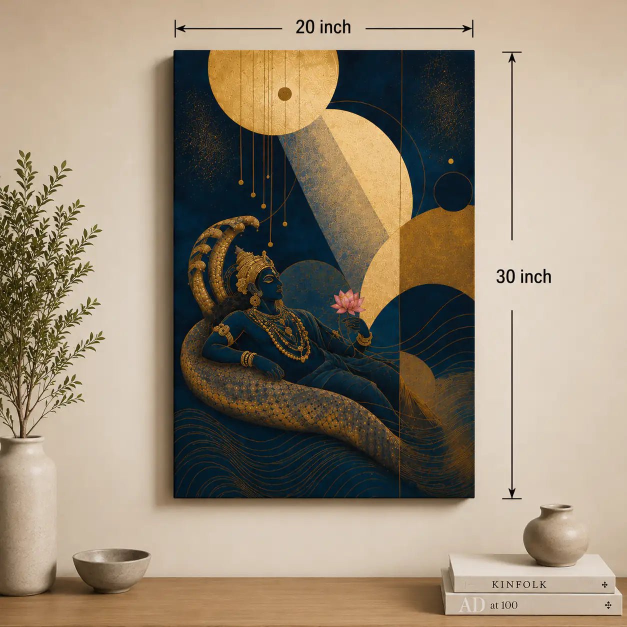 Modern Vishnu Canvas Painting for Office & Living Room |20 Inch X 30 Inch Yomi Living