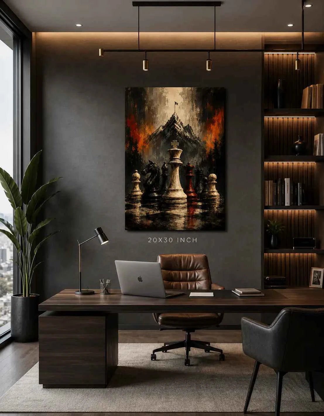 The King's Gambit™ Canvas Art Close-Up | Chess-Inspired Wall Art Detail