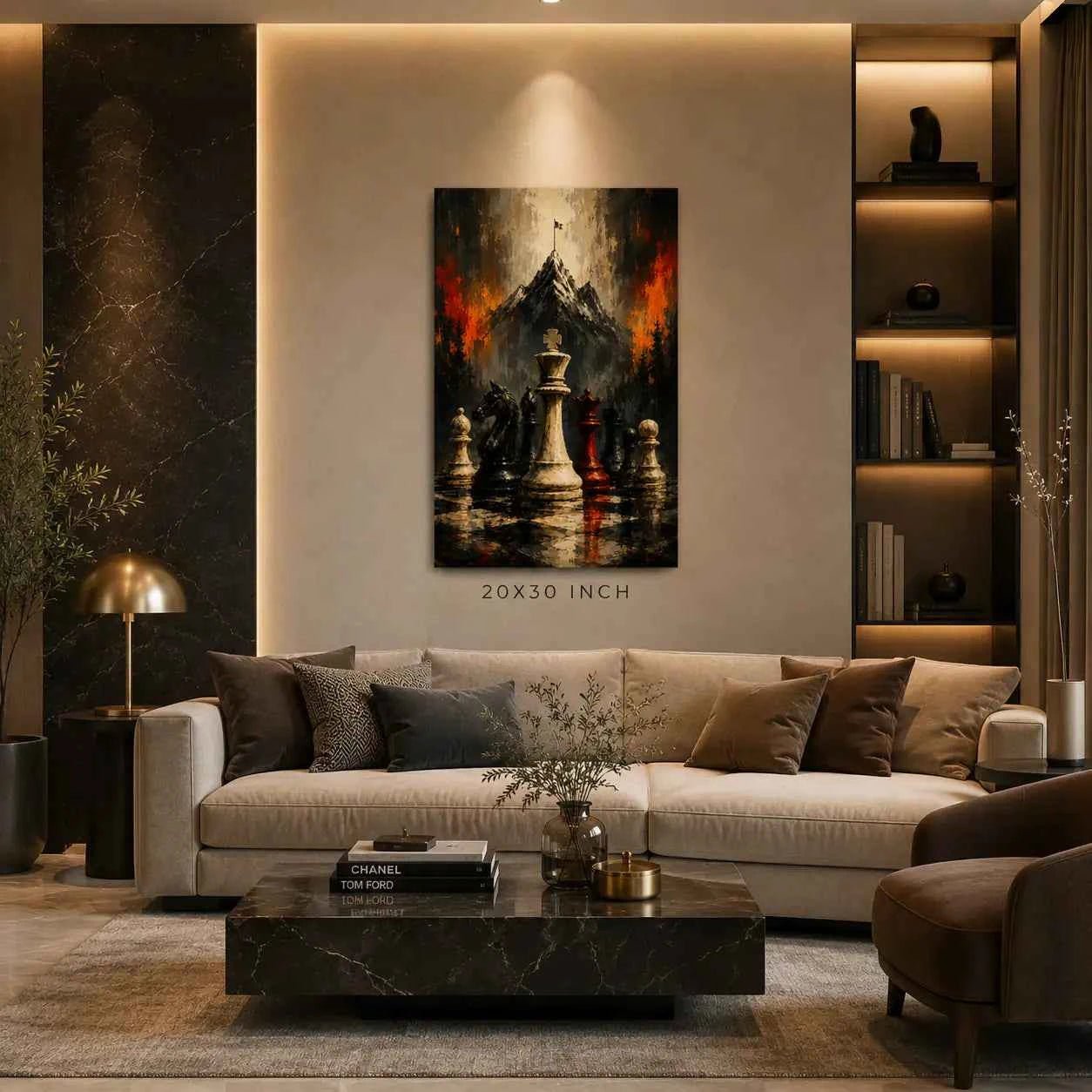 The King's Gambit™ Canvas in Living Room Setting | Yomi Living