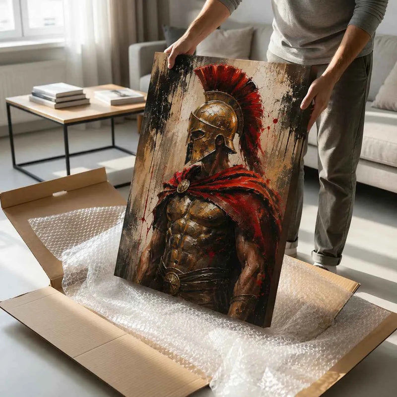 Roman Spartan Wall Art Canvas – Cinematic Warrior Artwork for Modern Interiors
