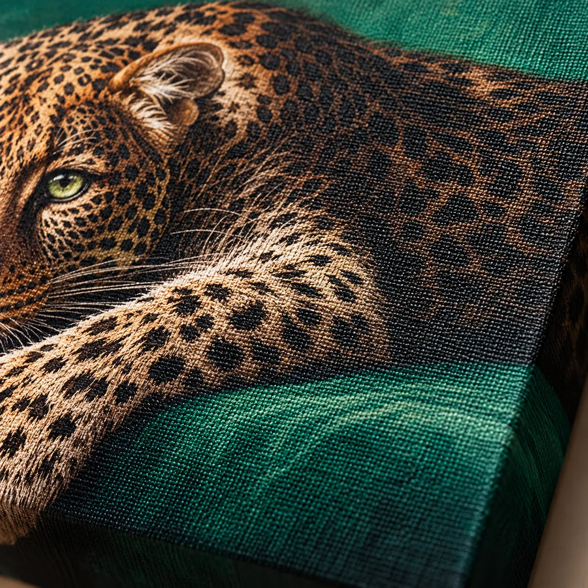 Luxury Emerald Green Leopard Canvas Wall Art Royale Green