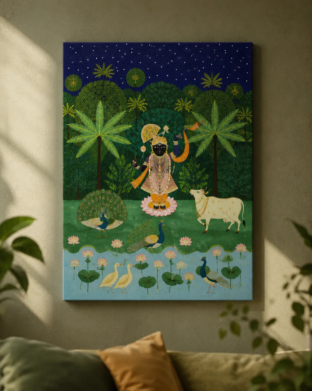 Traditional Indian Krishna Wall Art – 20 × 30 Inch