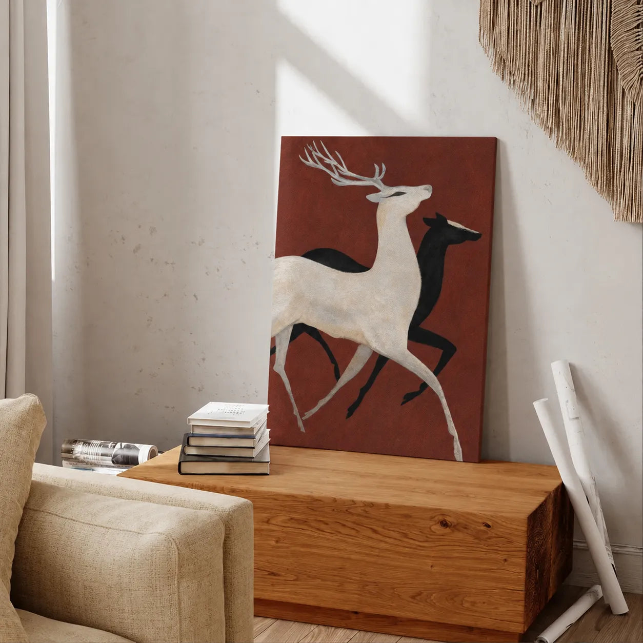 Running Deer Canvas Wall Art –  20 × 30 Inch