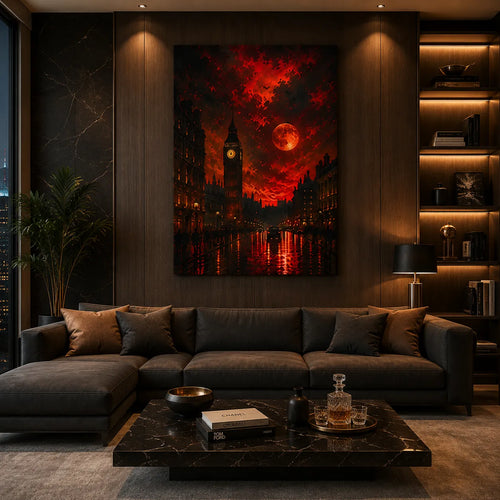 Blood Moon London Canvas Wall Art