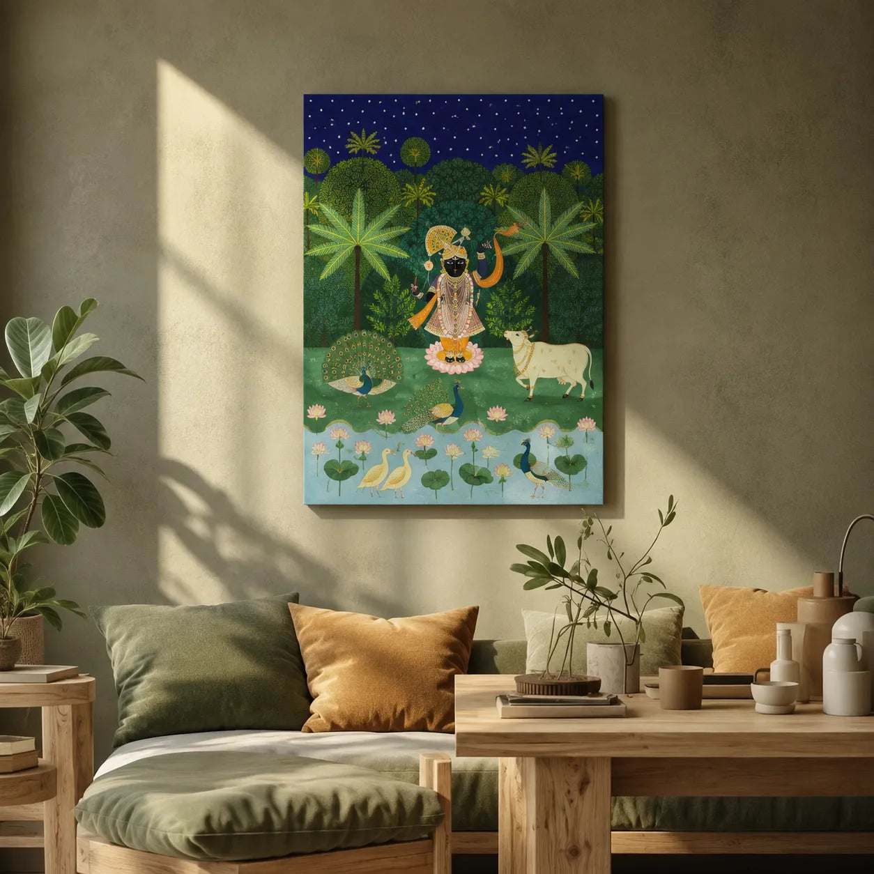 Traditional Indian Krishna Wall Art – 20 × 30 Inch