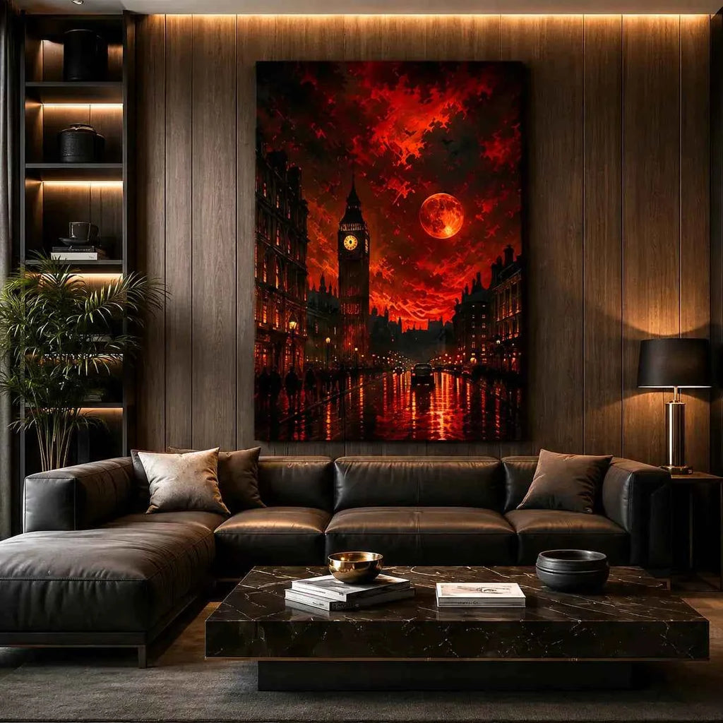Blood Moon London Canvas Wall Art
